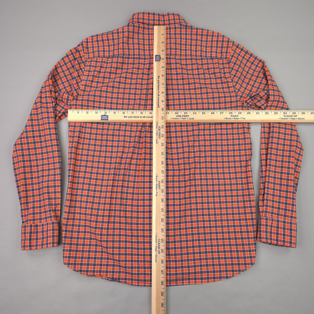 Vineyard Vines Shirt Men Small Orange Check Long Sleeve Brrr Cooling Stretch OTG - Picture 8 of 12